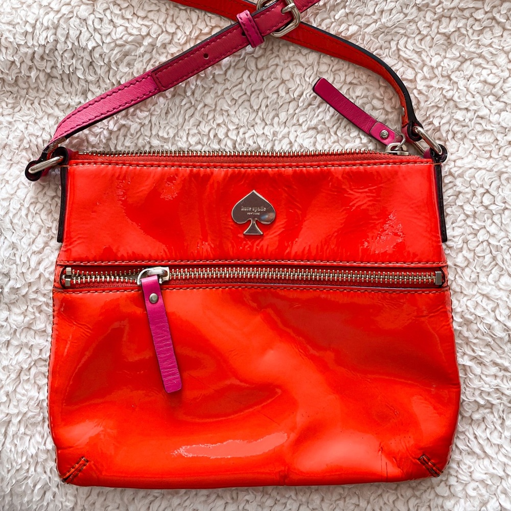 Kate Spade Orange and Pink Patin Leather Bag